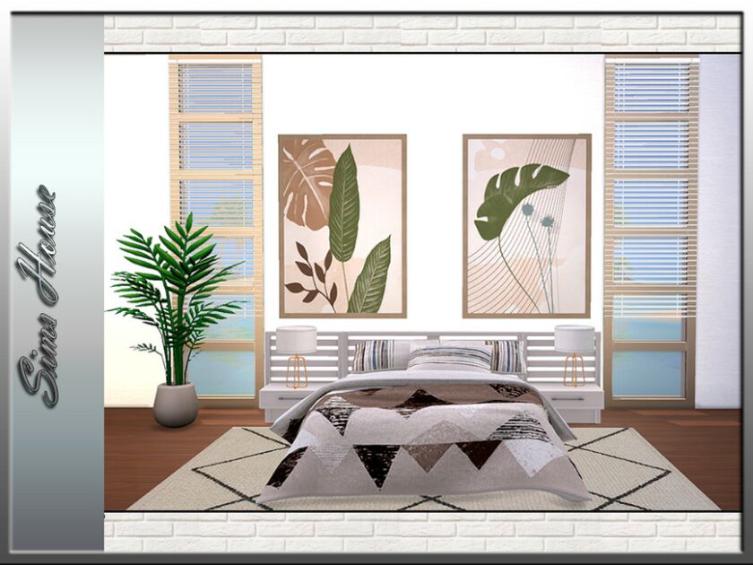 sims 4 cc wall art abstract leaves 2