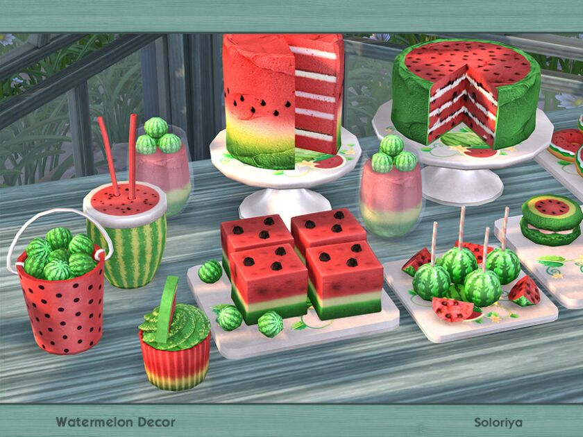 sims 4 cc watermelon decor by soloriya 2