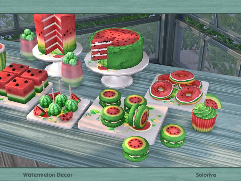 sims 4 cc watermelon decor by soloriya 3