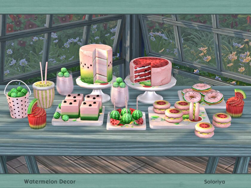 sims 4 cc watermelon decor by soloriya 4