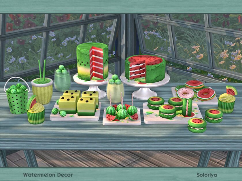 sims 4 cc watermelon decor by soloriya 5