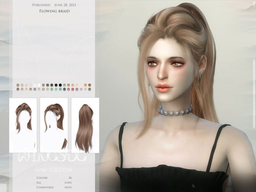 Wings-To0713-Flowing Braid Sims 4 CC