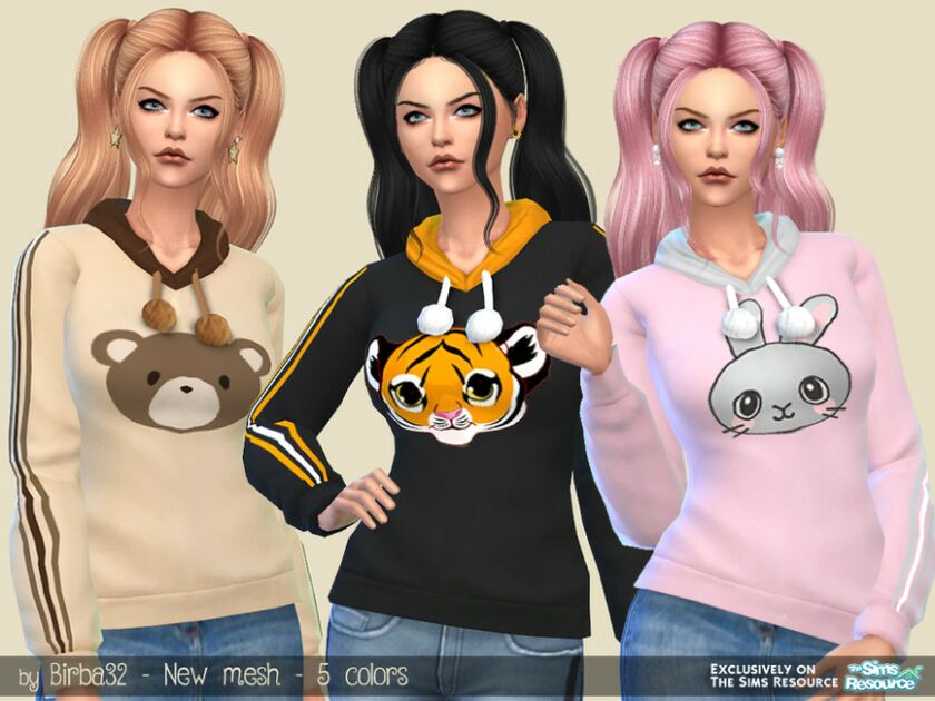 ZOO Hoodie By Birba32 Sims 4 CC