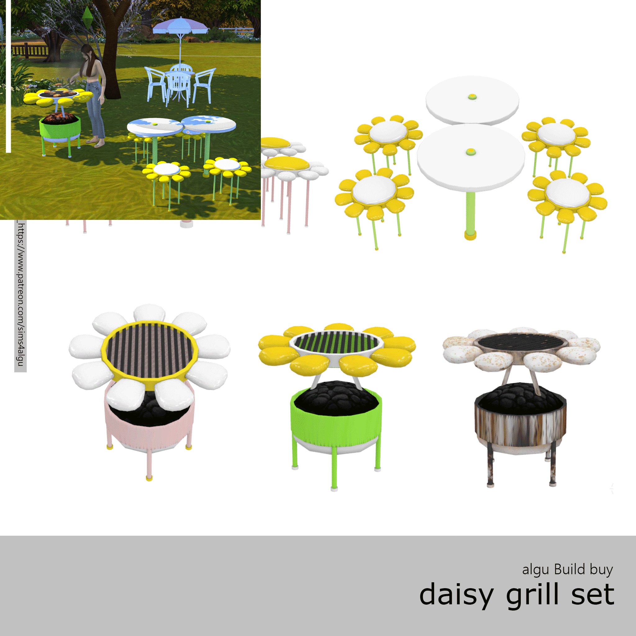 Daisy Grill Set Sims 4 CC