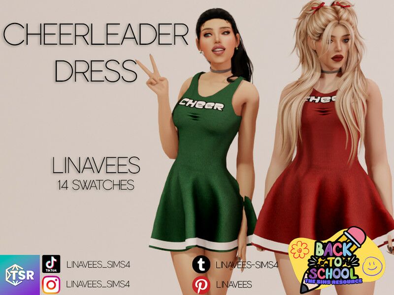 Back To School Cheerleader Dress Sims 4 CC