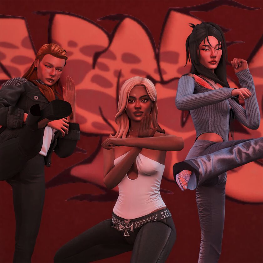 sims 4 cc charlies angels a trio posepack 2