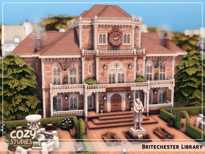 Cozy Studies – Britechester Library Sims 4 CC