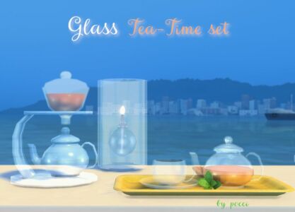 Glass Tea-Time Set Sims 4 CC