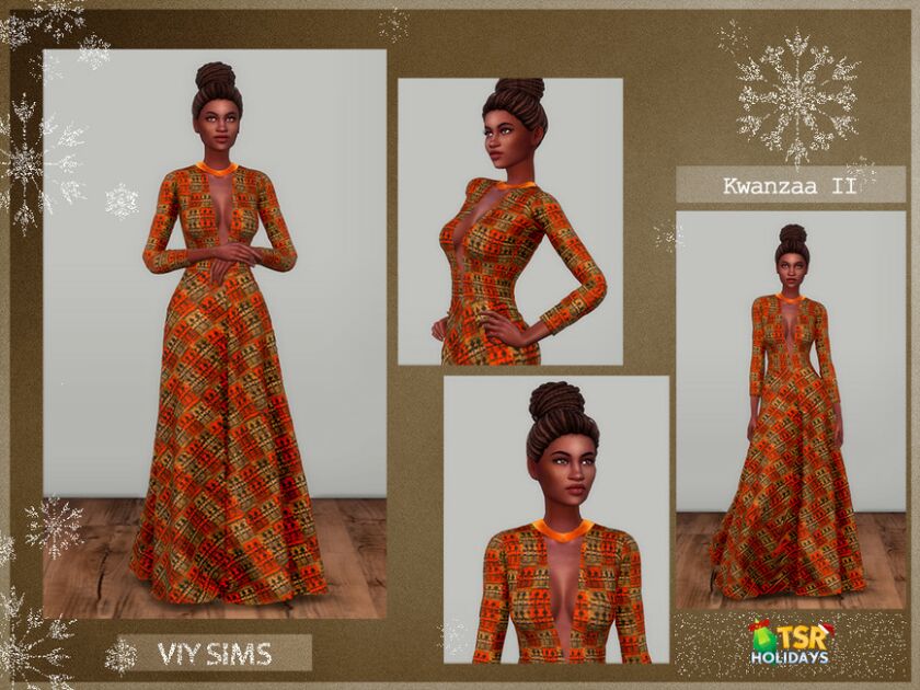 Holiday Wonderland Kwanzaa Dress II VI Sims 4 CC