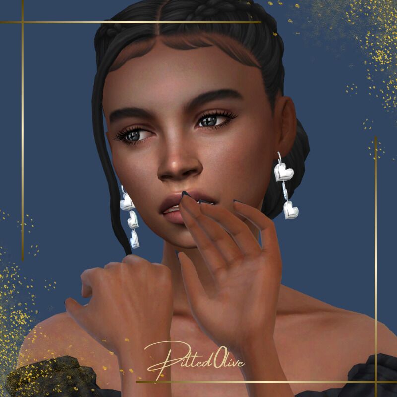 Keira Heart Earrings Sims 4 CC