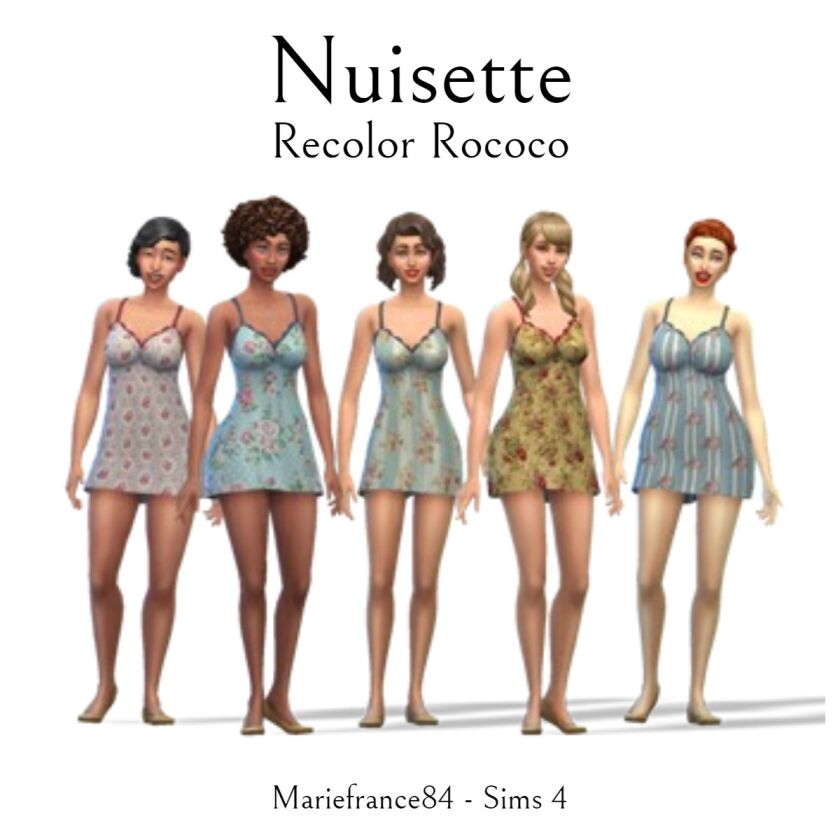 Recolor Nuisette – 20 Motifs Rococo Sims 4 CC