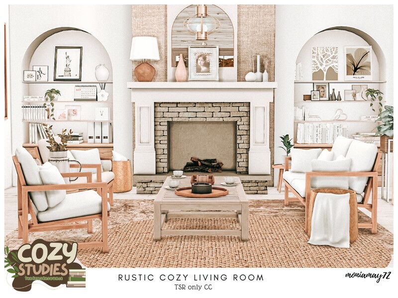 Rustic Cozy Living Room Sims 4 CC