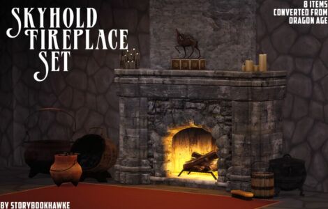 Skyhold Fireplace Set Sims 4 CC