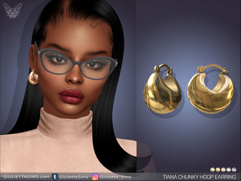 Tiana Chunky Hoop Earrings Sims 4 CC