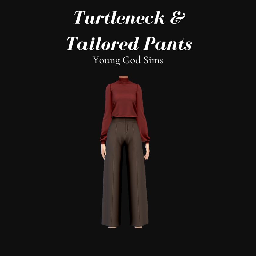 Turtleneck & Tailored Pants Sims 4 CC