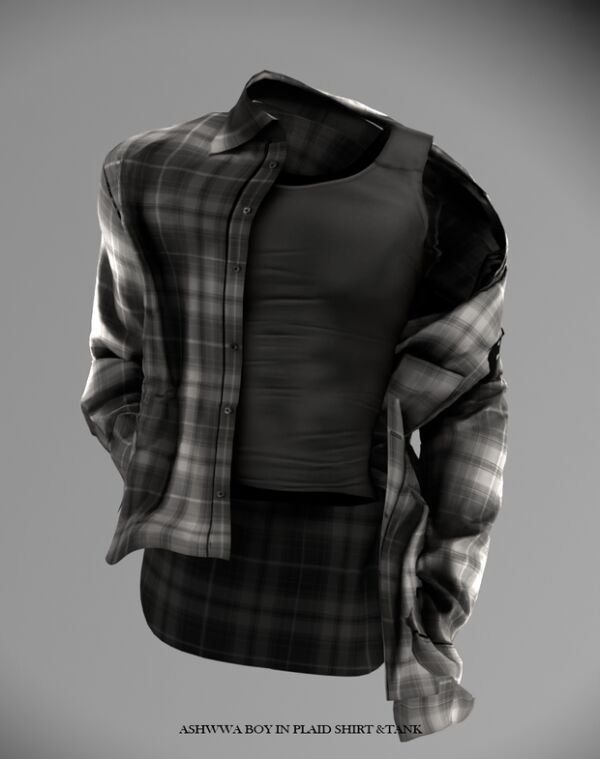 Sims 4 Boy in Plaid Shirt & Tank Sims 4 CC