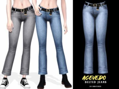 Acevedo Belted Jeans Sims 4 CC