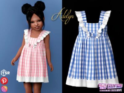 Adelyn – Cute Plaid Dress for Toddlers Sims 4 CC