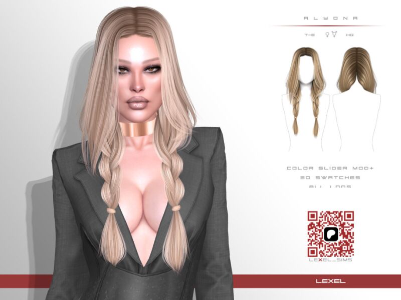 sims 4 cc alyona hairstyle by lexel 2