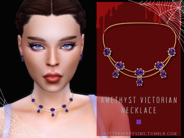 Stunning Amethyst Victorian Necklace Sims 4 CC