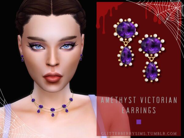 sims 4 cc amethyst victorian necklace by glitterberryfly 2