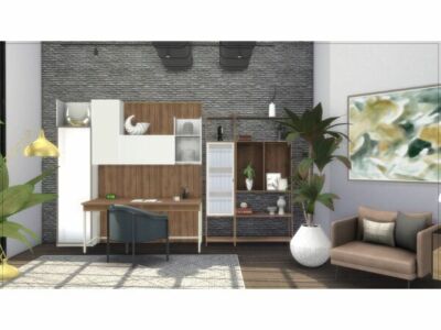 Stylish Groton Office & Study Room Sims 4 CC