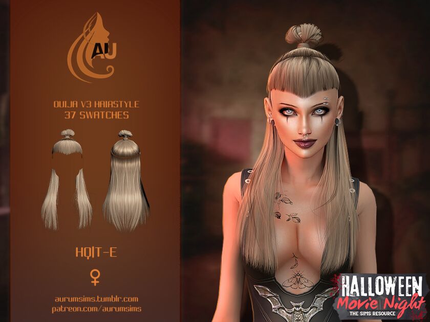 sims 4 cc aurummusiks ouija v2 hairstyle halloween 2024 2