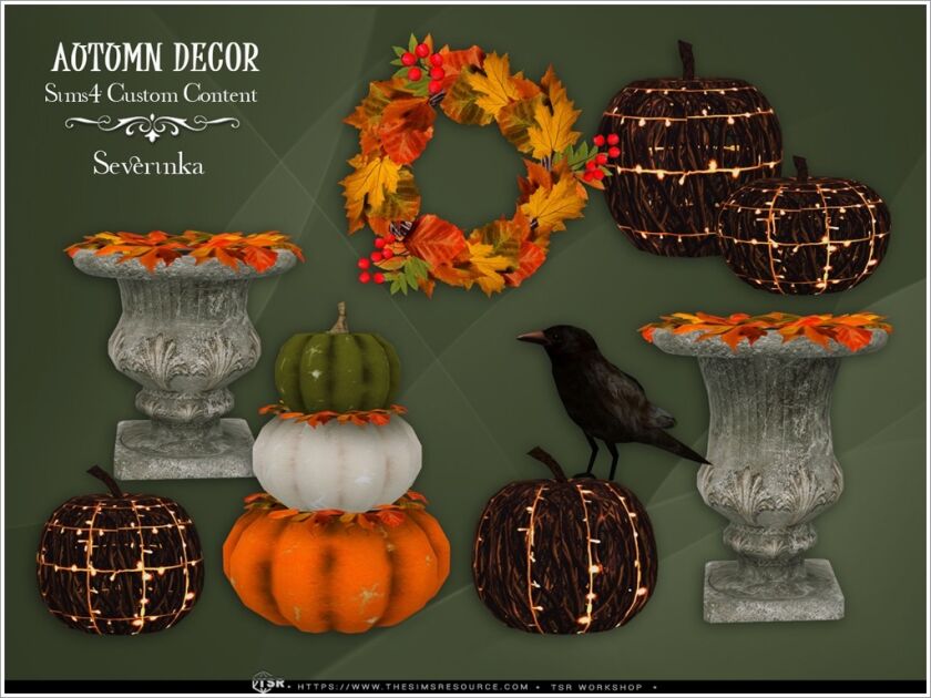 sims 4 cc autumn decor 2024 autumn set for decorating a 2