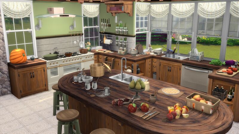 sims 4 cc autumn harvest kitchen by simsclutterchaos 2