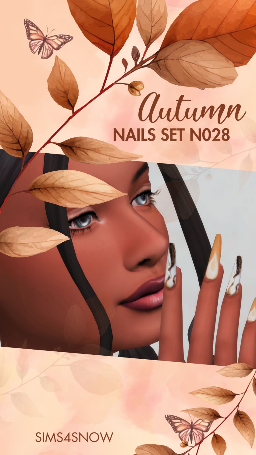 Autumn Nails Set N028 Sims 4 CC