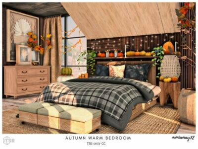 Cozy Autumn Bedroom Design Sims 4 CC