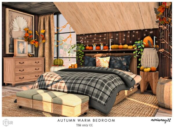 Cozy Autumn Bedroom Design Sims 4 CC