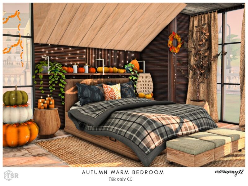 sims 4 cc autumn warm bedroom 3