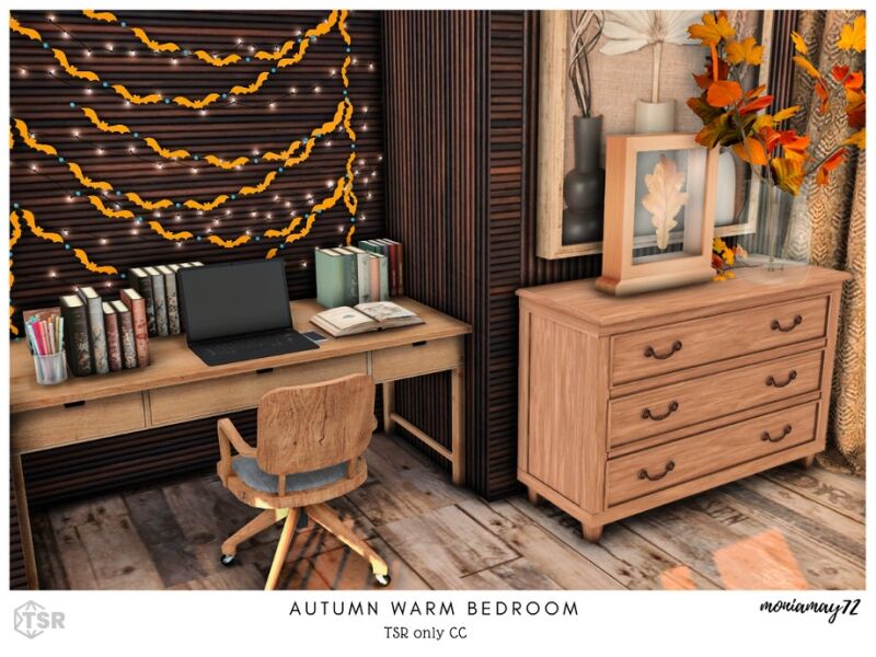 sims 4 cc autumn warm bedroom 4