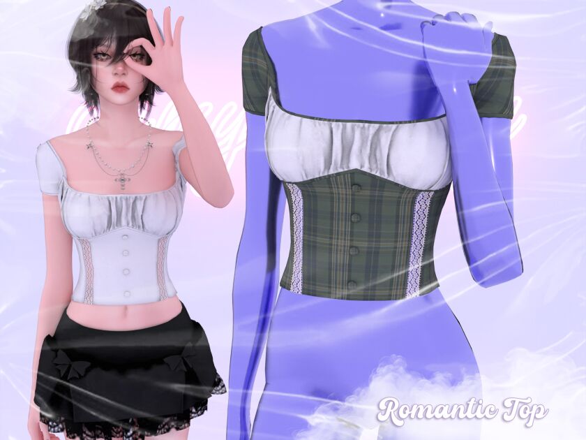 Romantic Top and Necklace Sims 4 CC