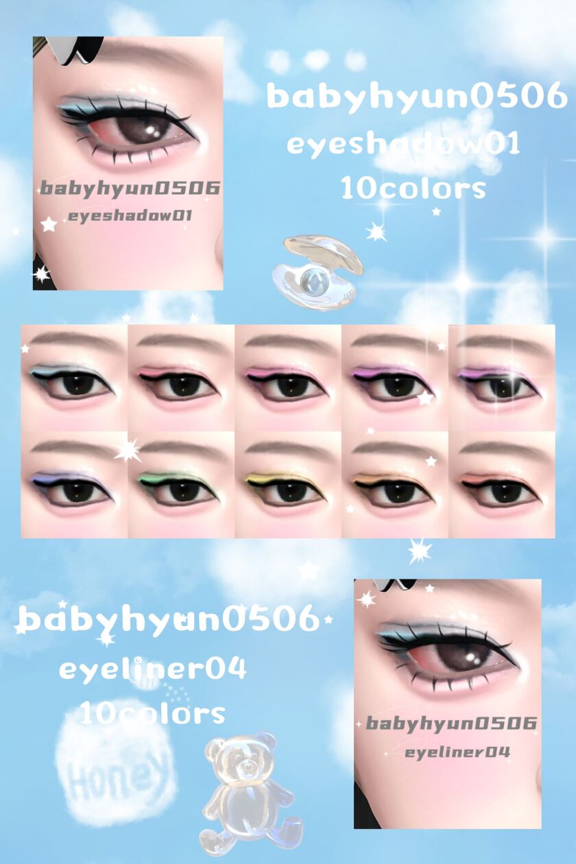 sims 4 cc babyhyun0506多巴胺眼妆 babyhyun0506 2