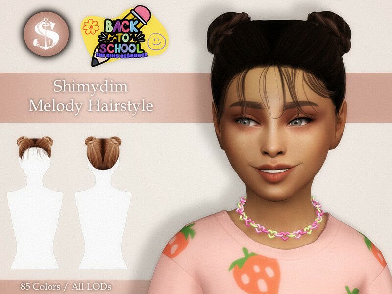 Back To School Melody Hairstyle for Kids Sims 4 CC