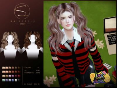 Stylish Double Ponytail Hairstyle for Back to School Sims 4 CC