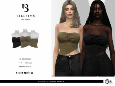 Bandeau Asymmetric Hem Top Sims 4 CC