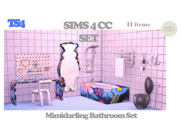 Stylish Bathroom Set by MimiDarling Sims 4 CC