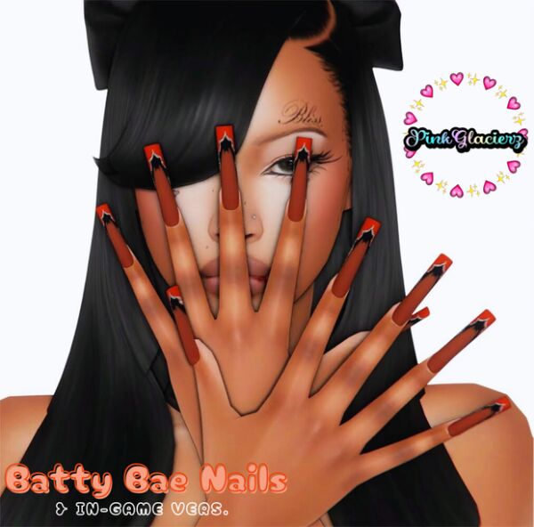 Batty BAE Nails by Pinkglacierz Sims 4 CC