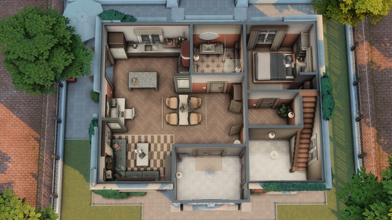 sims 4 cc beautiful red townhouse by bojanasimsyt 2