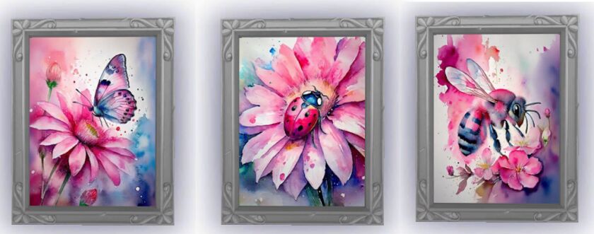 Bee Bug Butterfly Watercolor Set Sims 4 CC