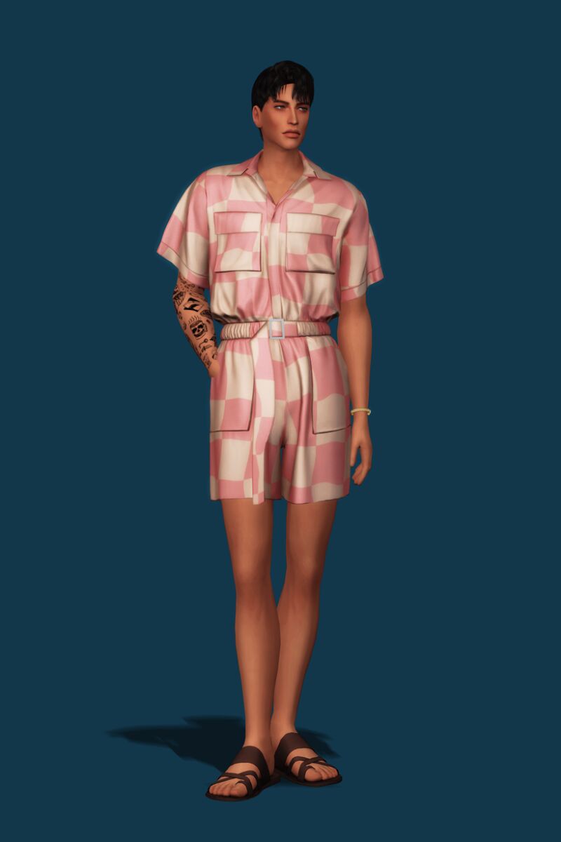 sims 4 cc belted romper by gorillax3 3