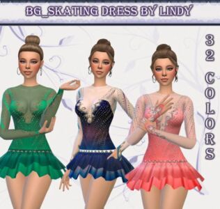 Stylish Skating Dress for Sims 4 Sims 4 CC