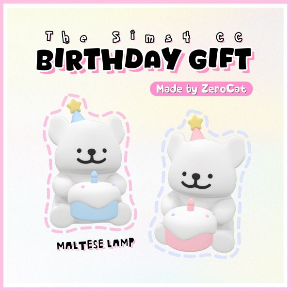 🎁 Birthday Gift | Maltese Lamp by Zerocatsims Sims 4 CC