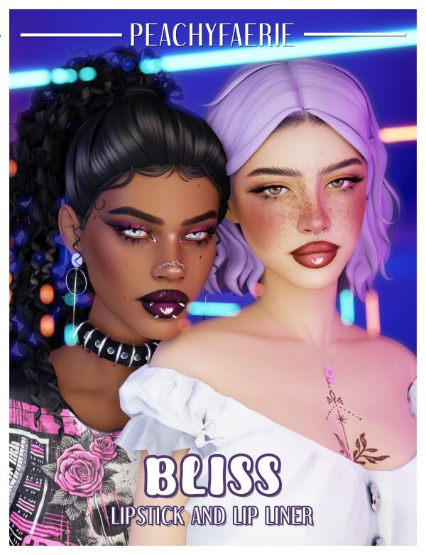 Bliss Lipstick and Lip Liner by Peachyfaerie Sims 4 CC