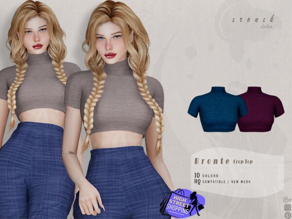 Bronte SET – Chic Crop Top for The Sims Sims 4 CC