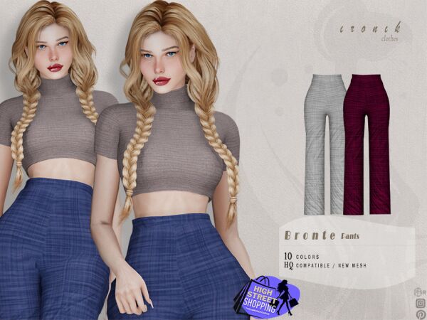 Bronte SET – Stylish Pants for Sims Sims 4 CC