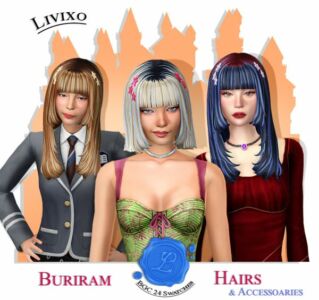 Free Buriram Hairs by Livixo Sims 4 CC